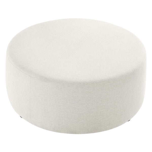 Modway Furniture Callum Large 38" Round Woven Fabric Ottoman - Stylish Multi-Functional Seating for Modern Spaces Heathered Weave Ivory EEI-6649-HEI