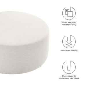 Modway Furniture Callum Large 38" Round Woven Fabric Ottoman - Stylish Multi-Functional Seating for Modern Spaces Heathered Weave Ivory EEI-6649-HEI