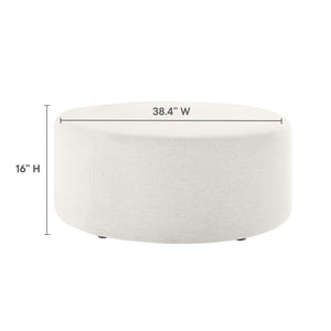 Modway Furniture Callum Large 38" Round Woven Fabric Ottoman - Stylish Multi-Functional Seating for Modern Spaces Heathered Weave Ivory EEI-6649-HEI