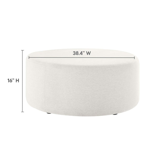 Modway Furniture Callum Large 38" Round Woven Fabric Ottoman - Stylish Multi-Functional Seating for Modern Spaces Heathered Weave Ivory EEI-6649-HEI
