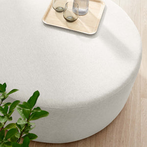 Modway Furniture Callum Large 38" Round Woven Fabric Ottoman - Stylish Multi-Functional Seating for Modern Spaces Heathered Weave Ivory EEI-6649-HEI