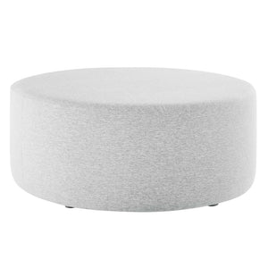 Modway Furniture Callum Large 38" Round Woven Fabric Ottoman - Stylish Multi-Functional Seating for Modern Spaces Heathered Weave Light Gray EEI-6649-HLG