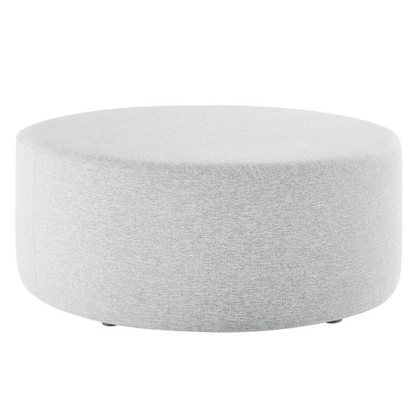 Modway Furniture Callum Large 38" Round Woven Fabric Ottoman - Stylish Multi-Functional Seating for Modern Spaces Heathered Weave Light Gray EEI-6649-HLG