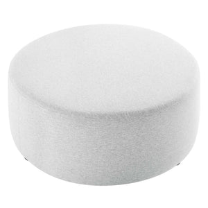 Modway Furniture Callum Large 38" Round Woven Fabric Ottoman - Stylish Multi-Functional Seating for Modern Spaces Heathered Weave Light Gray EEI-6649-HLG