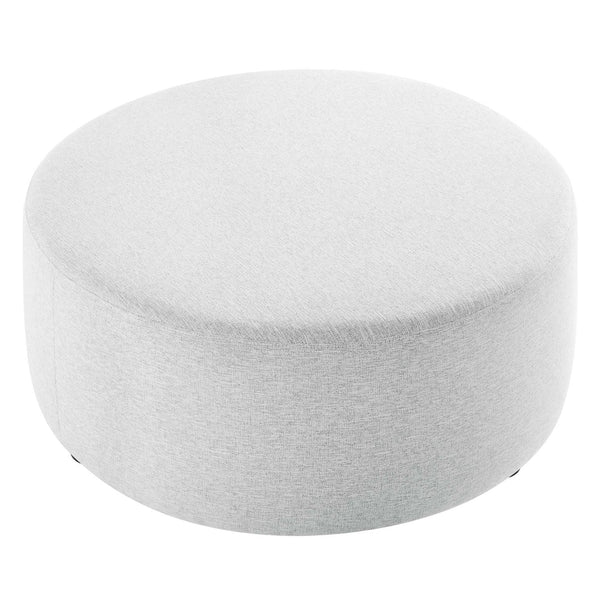 Modway Furniture Callum Large 38" Round Woven Fabric Ottoman - Stylish Multi-Functional Seating for Modern Spaces Heathered Weave Light Gray EEI-6649-HLG