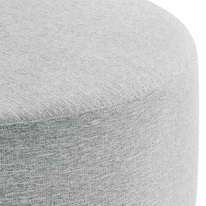 Modway Furniture Callum Large 38" Round Woven Fabric Ottoman - Stylish Multi-Functional Seating for Modern Spaces Heathered Weave Light Gray EEI-6649-HLG