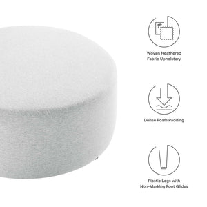 Modway Furniture Callum Large 38" Round Woven Fabric Ottoman - Stylish Multi-Functional Seating for Modern Spaces Heathered Weave Light Gray EEI-6649-HLG