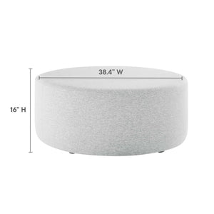 Modway Furniture Callum Large 38" Round Woven Fabric Ottoman - Stylish Multi-Functional Seating for Modern Spaces Heathered Weave Light Gray EEI-6649-HLG