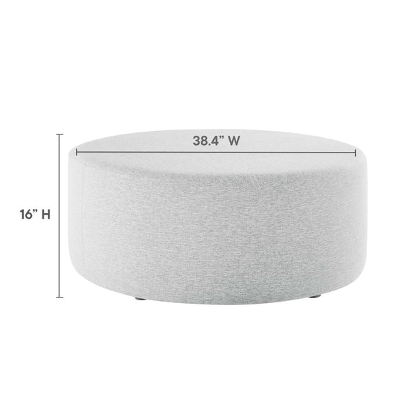 Modway Furniture Callum Large 38" Round Woven Fabric Ottoman - Stylish Multi-Functional Seating for Modern Spaces Heathered Weave Light Gray EEI-6649-HLG