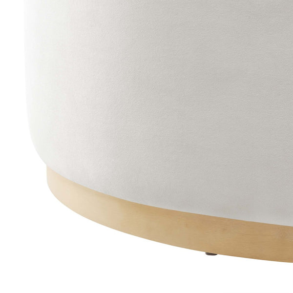 Modway Furniture Tilden Large 38" Round Performance Velvet Ottoman - Elegant Multi-Functional Design for Modern Spaces Alabaster Natural EEI-6650-ALA-NAT