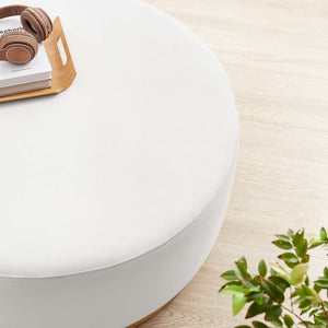 Modway Furniture Tilden Large 38" Round Performance Velvet Ottoman - Elegant Multi-Functional Design for Modern Spaces Alabaster Natural EEI-6650-ALA-NAT