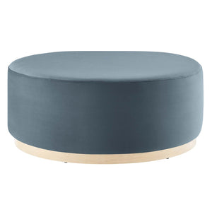Modway Furniture Tilden Large 38" Round Performance Velvet Ottoman - Elegant Multi-Functional Design for Modern Spaces Cadet Blue Natural EEI-6650-CAB-NAT