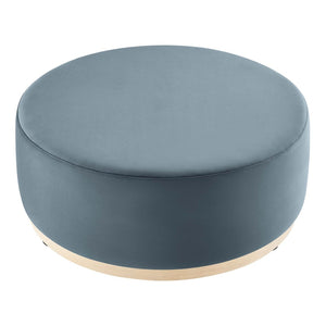 Modway Furniture Tilden Large 38" Round Performance Velvet Ottoman - Elegant Multi-Functional Design for Modern Spaces Cadet Blue Natural EEI-6650-CAB-NAT