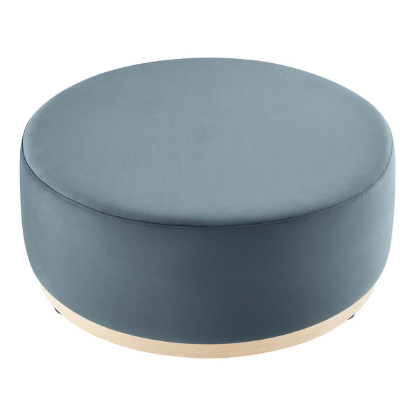 Modway Furniture Tilden Large 38" Round Performance Velvet Ottoman - Elegant Multi-Functional Design for Modern Spaces Cadet Blue Natural EEI-6650-CAB-NAT