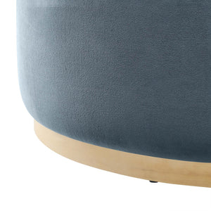 Modway Furniture Tilden Large 38" Round Performance Velvet Ottoman - Elegant Multi-Functional Design for Modern Spaces Cadet Blue Natural EEI-6650-CAB-NAT