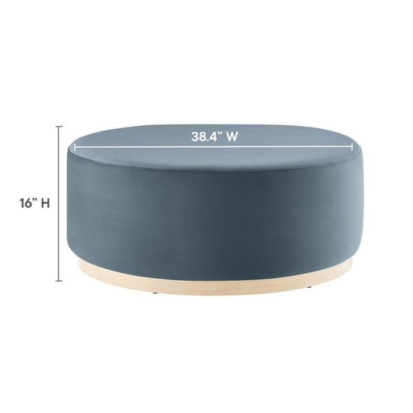 Modway Furniture Tilden Large 38" Round Performance Velvet Ottoman - Elegant Multi-Functional Design for Modern Spaces Cadet Blue Natural EEI-6650-CAB-NAT