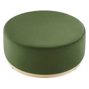 Modway Furniture Tilden Large 38" Round Performance Velvet Ottoman - Elegant Multi-Functional Design for Modern Spaces Moss Green Natural EEI-6650-MOG-NAT