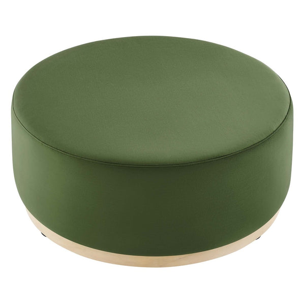 Modway Furniture Tilden Large 38" Round Performance Velvet Ottoman - Elegant Multi-Functional Design for Modern Spaces Moss Green Natural EEI-6650-MOG-NAT