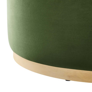 Modway Furniture Tilden Large 38" Round Performance Velvet Ottoman - Elegant Multi-Functional Design for Modern Spaces Moss Green Natural EEI-6650-MOG-NAT
