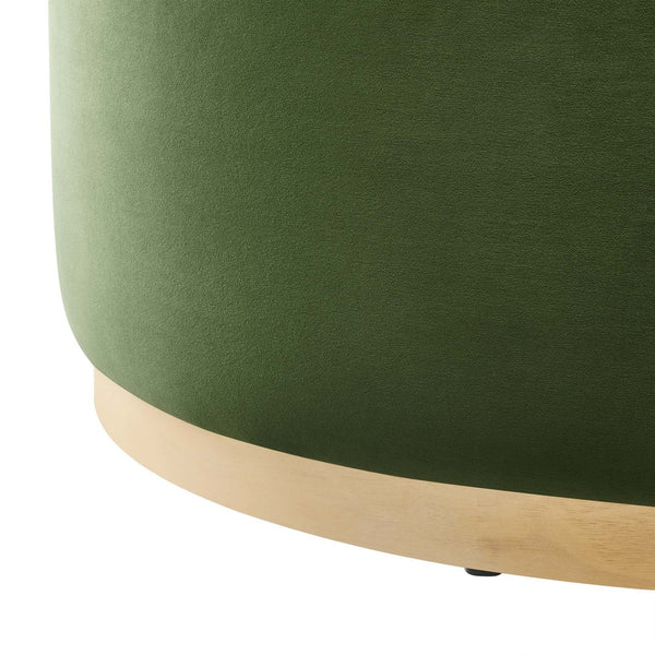 Modway Furniture Tilden Large 38" Round Performance Velvet Ottoman - Elegant Multi-Functional Design for Modern Spaces Moss Green Natural EEI-6650-MOG-NAT