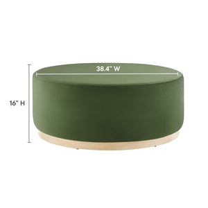 Modway Furniture Tilden Large 38" Round Performance Velvet Ottoman - Elegant Multi-Functional Design for Modern Spaces Moss Green Natural EEI-6650-MOG-NAT