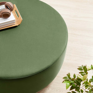 Modway Furniture Tilden Large 38" Round Performance Velvet Ottoman - Elegant Multi-Functional Design for Modern Spaces Moss Green Natural EEI-6650-MOG-NAT