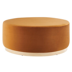 Modway Furniture Tilden Large 38" Round Performance Velvet Ottoman - Elegant Multi-Functional Design for Modern Spaces Rust Natural EEI-6650-RUS-NAT
