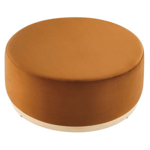 Modway Furniture Tilden Large 38" Round Performance Velvet Ottoman - Elegant Multi-Functional Design for Modern Spaces Rust Natural EEI-6650-RUS-NAT
