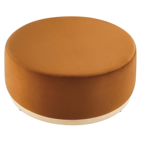 Modway Furniture Tilden Large 38" Round Performance Velvet Ottoman - Elegant Multi-Functional Design for Modern Spaces Rust Natural EEI-6650-RUS-NAT