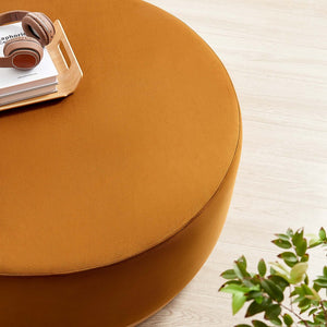 Modway Furniture Tilden Large 38" Round Performance Velvet Ottoman - Elegant Multi-Functional Design for Modern Spaces Rust Natural EEI-6650-RUS-NAT