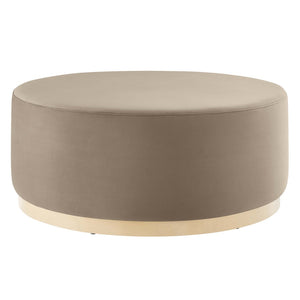 Modway Furniture Tilden Large 38" Round Performance Velvet Ottoman - Elegant Multi-Functional Design for Modern Spaces Taupe Natural EEI-6650-TAU-NAT