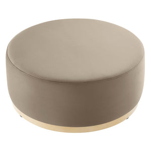 Modway Furniture Tilden Large 38" Round Performance Velvet Ottoman - Elegant Multi-Functional Design for Modern Spaces Taupe Natural EEI-6650-TAU-NAT