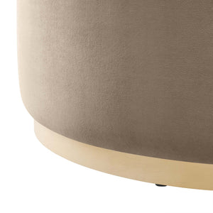 Modway Furniture Tilden Large 38" Round Performance Velvet Ottoman - Elegant Multi-Functional Design for Modern Spaces Taupe Natural EEI-6650-TAU-NAT