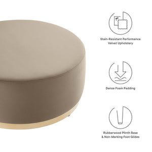Modway Furniture Tilden Large 38" Round Performance Velvet Ottoman - Elegant Multi-Functional Design for Modern Spaces Taupe Natural EEI-6650-TAU-NAT