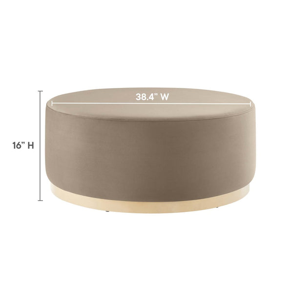 Modway Furniture Tilden Large 38" Round Performance Velvet Ottoman - Elegant Multi-Functional Design for Modern Spaces Taupe Natural EEI-6650-TAU-NAT