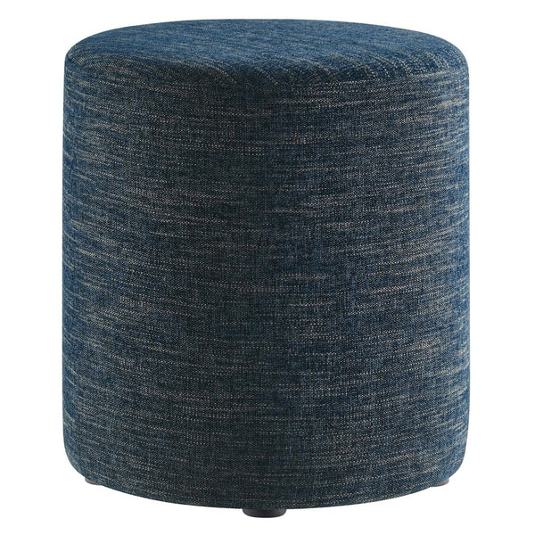 Modway Furniture Callum 16" Round Woven Fabric Ottoman - Modern Multi-Purpose Design for Stylish Living Spaces Heathered Weave Azure EEI-6651-HEA