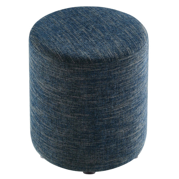 Modway Furniture Callum 16" Round Woven Fabric Ottoman - Modern Multi-Purpose Design for Stylish Living Spaces Heathered Weave Azure EEI-6651-HEA