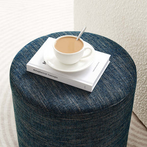 Modway Furniture Callum 16" Round Woven Fabric Ottoman - Modern Multi-Purpose Design for Stylish Living Spaces Heathered Weave Azure EEI-6651-HEA