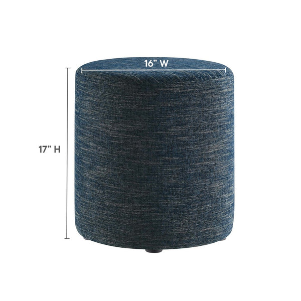 Modway Furniture Callum 16" Round Woven Fabric Ottoman - Modern Multi-Purpose Design for Stylish Living Spaces Heathered Weave Azure EEI-6651-HEA