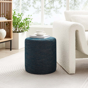 Modway Furniture Callum 16" Round Woven Fabric Ottoman - Modern Multi-Purpose Design for Stylish Living Spaces Heathered Weave Azure EEI-6651-HEA