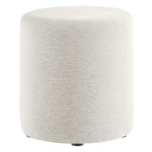 Modway Furniture Callum 16" Round Woven Fabric Ottoman - Modern Multi-Purpose Design for Stylish Living Spaces Heathered Weave Ivory EEI-6651-HEI