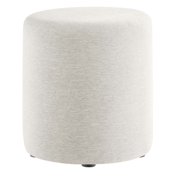 Modway Furniture Callum 16" Round Woven Fabric Ottoman - Modern Multi-Purpose Design for Stylish Living Spaces Heathered Weave Ivory EEI-6651-HEI
