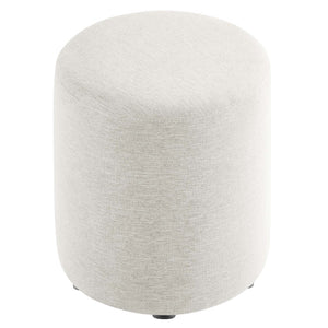 Modway Furniture Callum 16" Round Woven Fabric Ottoman - Modern Multi-Purpose Design for Stylish Living Spaces Heathered Weave Ivory EEI-6651-HEI