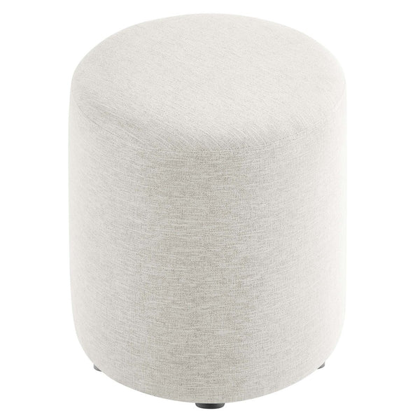 Modway Furniture Callum 16" Round Woven Fabric Ottoman - Modern Multi-Purpose Design for Stylish Living Spaces Heathered Weave Ivory EEI-6651-HEI