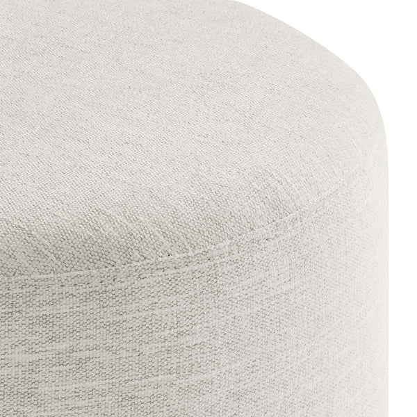Modway Furniture Callum 16" Round Woven Fabric Ottoman - Modern Multi-Purpose Design for Stylish Living Spaces Heathered Weave Ivory EEI-6651-HEI