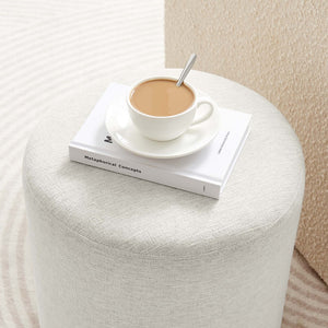 Modway Furniture Callum 16" Round Woven Fabric Ottoman - Modern Multi-Purpose Design for Stylish Living Spaces Heathered Weave Ivory EEI-6651-HEI