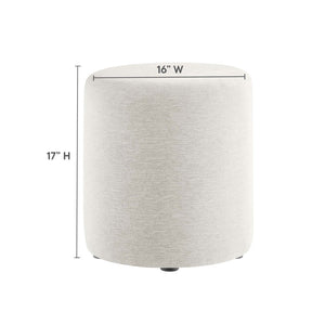 Modway Furniture Callum 16" Round Woven Fabric Ottoman - Modern Multi-Purpose Design for Stylish Living Spaces Heathered Weave Ivory EEI-6651-HEI