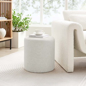 Modway Furniture Callum 16" Round Woven Fabric Ottoman - Modern Multi-Purpose Design for Stylish Living Spaces Heathered Weave Ivory EEI-6651-HEI