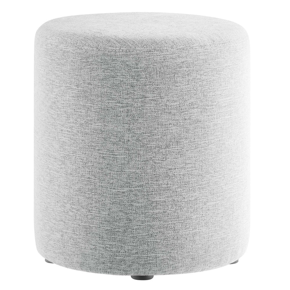 Modway Furniture Callum 16" Round Woven Fabric Ottoman - Modern Multi-Purpose Design for Stylish Living Spaces Heathered Weave Light Gray EEI-6651-HLG