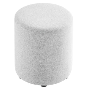 Modway Furniture Callum 16" Round Woven Fabric Ottoman - Modern Multi-Purpose Design for Stylish Living Spaces Heathered Weave Light Gray EEI-6651-HLG